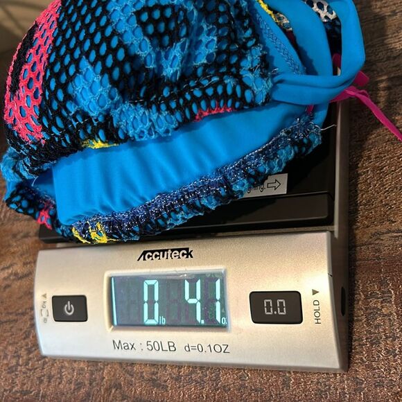 Women's Blue Abstract Strappy Top and Side Tie Bottom Bikini Set - Picture 8 of 8